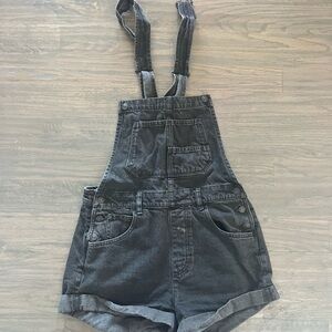 We The Free Black Denim Jean Short-Alls Overalls